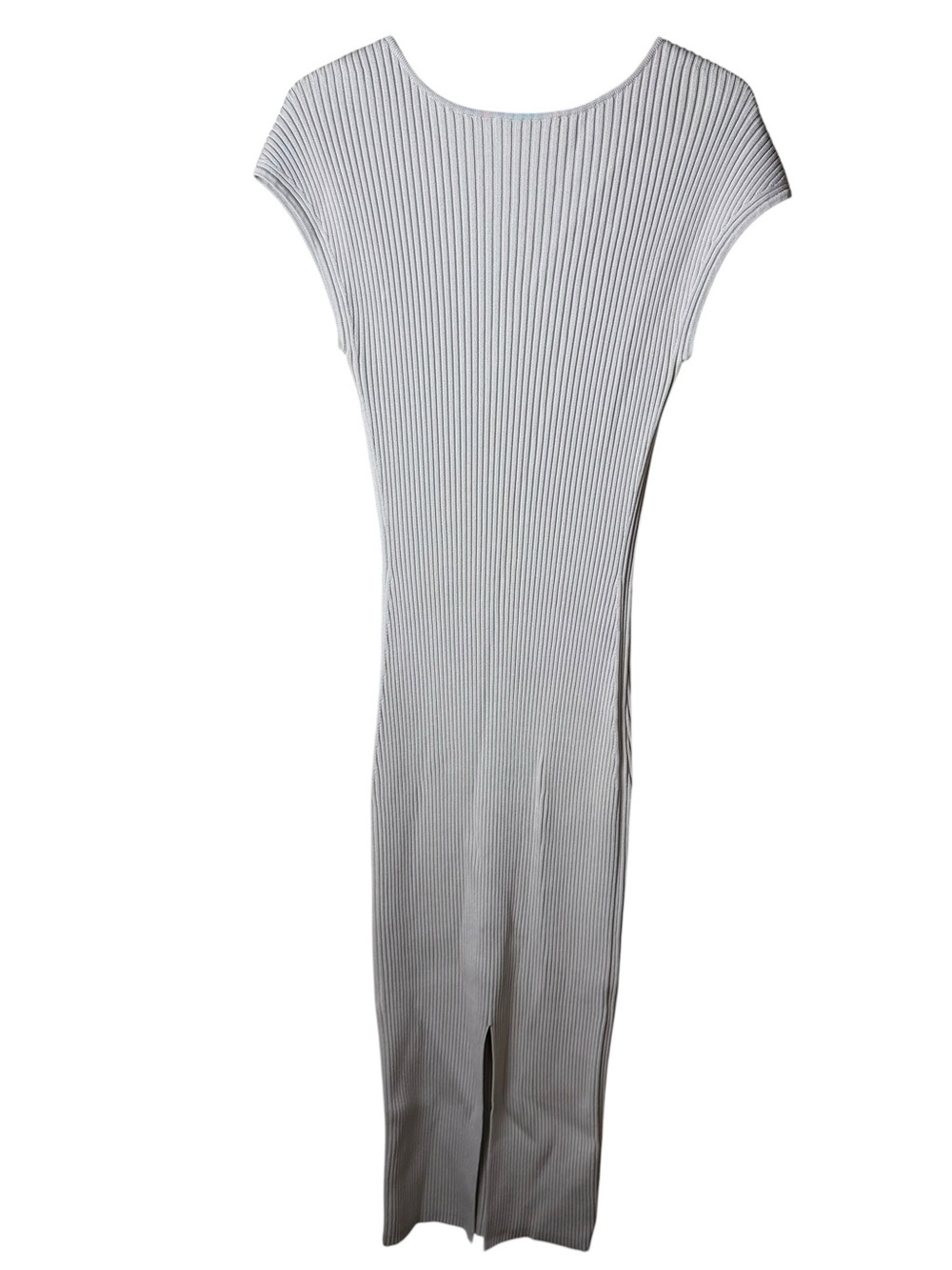 Jonathan Simkhai Rib Knit Tie Front Midi Dress Taupe Beige Size L - Picture 4 of 7